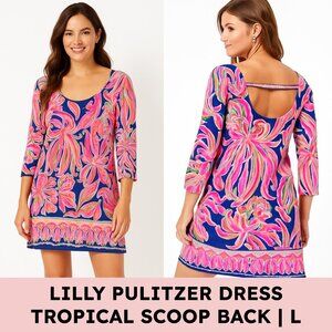 Lilly Pulitzer Tropical Rayon Spandex Scoop Back Dress Maximalism Vacationcore L